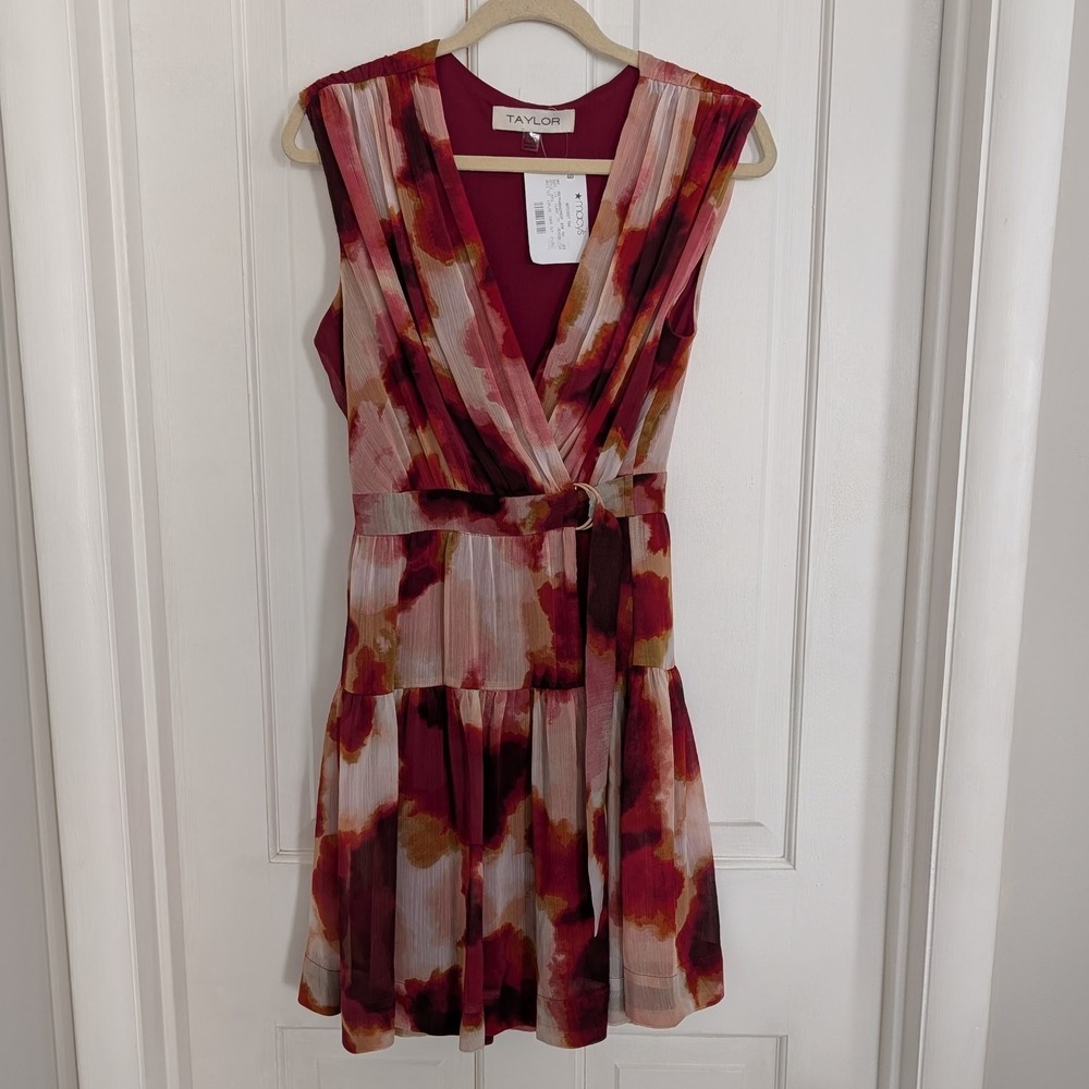 Taylor Womens Wrap Dress SIZE 10 Fairy Whimsical Pockets Tiered Wedding Chiffon‎